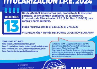 ESCALAFONES PROVISORIOS TITULARIZACIÓN I.P.E. 2024