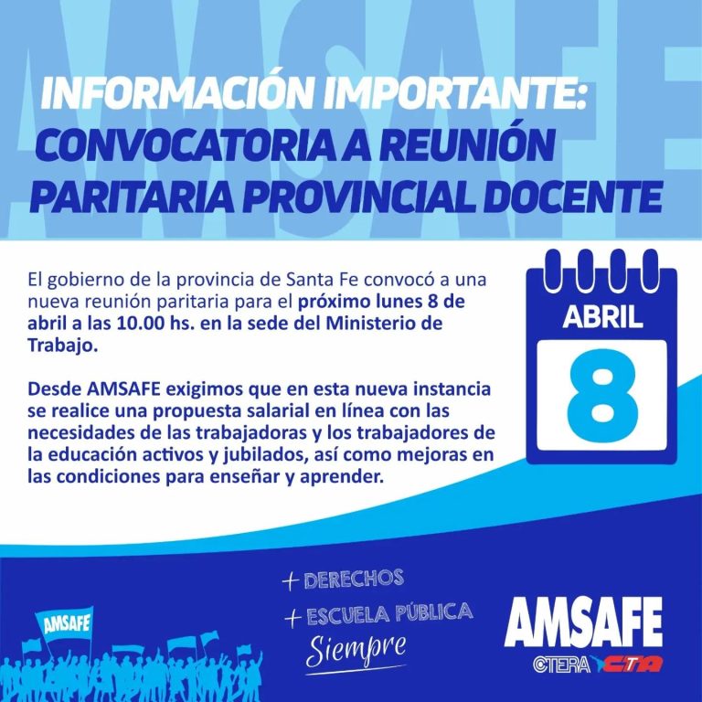 NUEVA CONVOCATORIA A PARITARIA PROVINCIAL DOCENTE