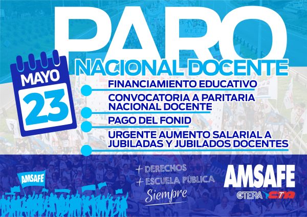 PARO NACIONAL DE TODOS LOS DOCENTES DEL PAÍS: JUEVES 23 DE MAYO
