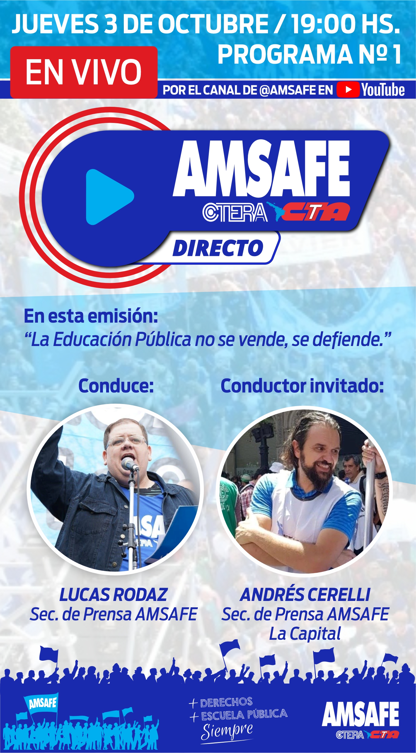 JUEVES 3 DE OCTUBRE: PRIMER PROGRAMA DE AMSAFE DIRECTO