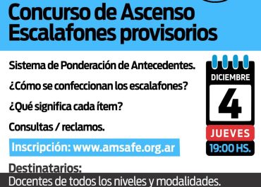 JORNADA DE FORMACIÓN SOBRE ESCALAFONES PROVISORIOS DEL CONCURSO DE ASCENSO