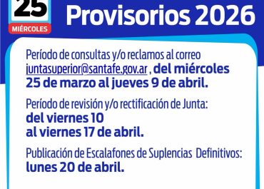 NIVEL SUPERIOR: ESCALAFONES PROVISORIOS DE SUPLENCIAS