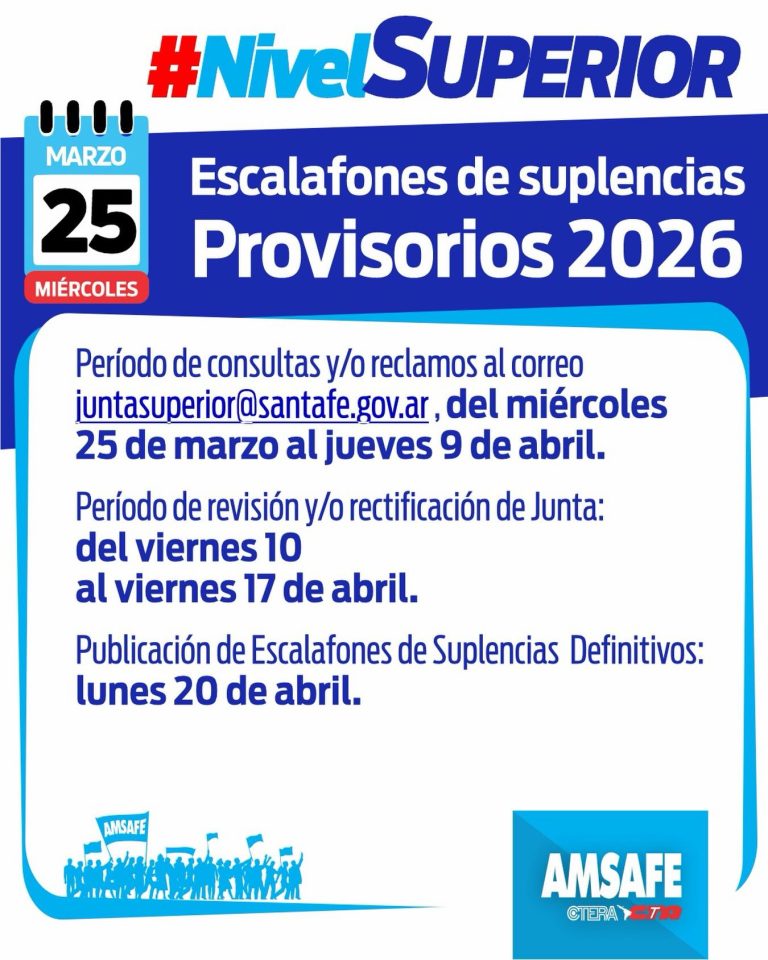 NIVEL SUPERIOR: ESCALAFONES PROVISORIOS DE SUPLENCIAS