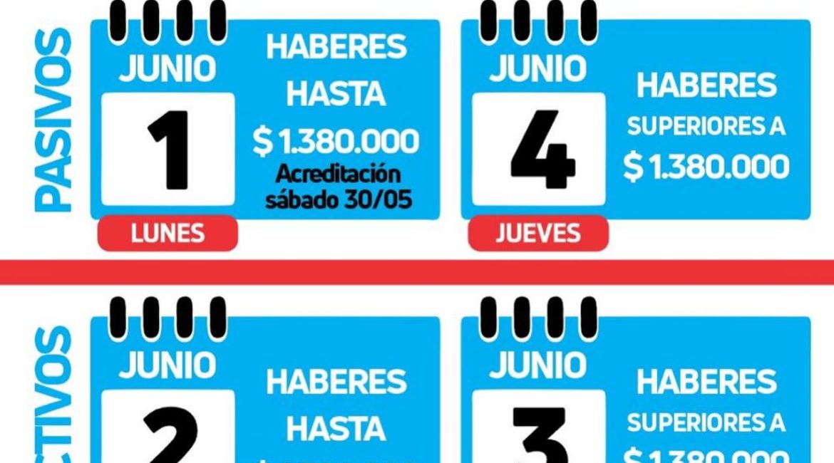 COMPARTIMOS EL CRONOGRAMA DE PAGO CORRESPONDIENTE A LOS HABERES DEL MES DE MAYO