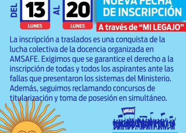 TRASLADOS IPE. NUEVA FECHA DE INSCRIPCIÓN